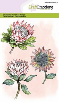 CraftEmotions clearstamps A6 - protea 3 bloemen GB