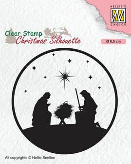 Nellies Choice Christmas Silhouette Clearstamp - Nativity-3 CSIL014 diam. 65mm