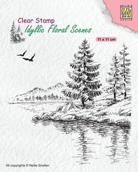 Nellies Choice clearstamp - Idyllic Floral - Winter waterkant IFS025 110x110mm