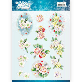 CD11568 3D Cutting Sheet - Jeanine&#039;s Art - The colours of winter - Pink winter flowers