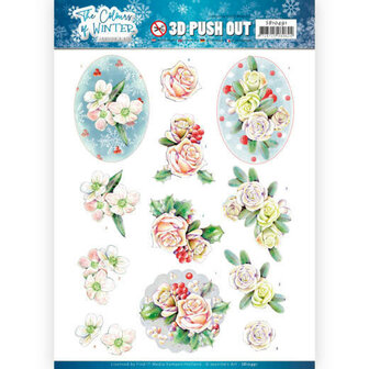 SB10491 3D Push Out - Jeanine&#039;s Art - The colours of winter - Pink winter flowers