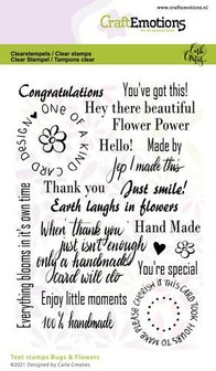 CraftEmotions clearstamps A6 - Bugs &amp; flowers tekst (Eng) Carla Creaties (03-21)