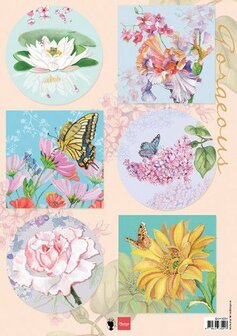 Marianne D Decoupage Gorgious Flowers EWK1284 A4, 6 designs (04-21)