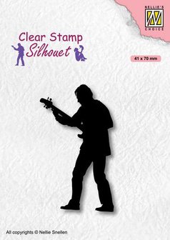 Nellies Choice Clearstempel - Silhouette Teenagers - Gitaar SIL088 41x70mm (05-21)