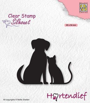 Nellies Choice Clearstamp - Silhouette Pets - Vrienden SIL093 65x54mm (06-21)