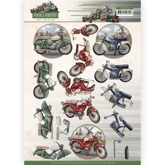 CD11704 3D Cutting Sheet - Amy Design - Vintage Transport - Moped