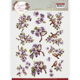 CD11767 3D Cutting Sheet - Yvonne Creations - Graceful Flowers - Birds and Blackberries