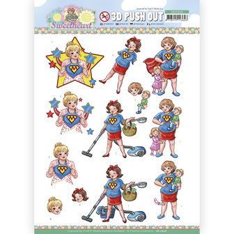 SB10646 3D Push Out - Yvonne Creations - Bubbly Girls - Sweetheart - Super girl