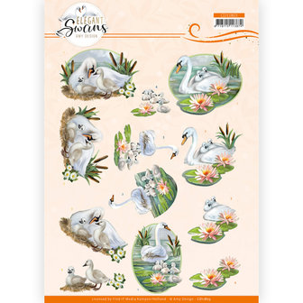 CD11803 3D Cutting Sheet -Amy Design - Elegant Swans - Swans Family