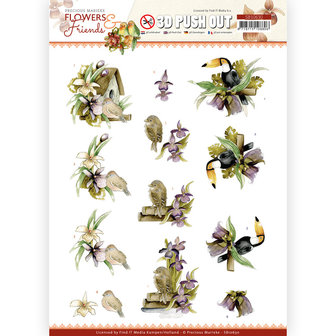 SB10630 3D Push Out - Precious Marieke - Flowers and Friends - Purple Flowers