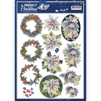 CD11829 3D Cutting Sheet - Jeanine&#039;s Art - A Perfect Christmas - Purple Christmas Flowers