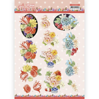 CD11812 3D Cutting Sheet - Jeanine&#039;s Art - Urban Flowers - Flowers in stone jar