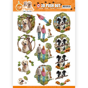 SB10679 3D Push Out - Amy Design - Fur Friends - Walking the Dog