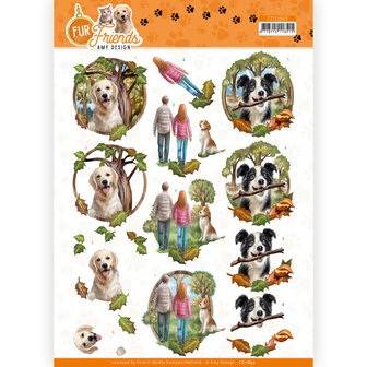 CD11843 3D Cutting Sheet - Amy Design - Fur Friends - Walking the Dog