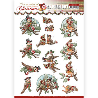 SB10690 3D Push Out - Yvonne Creations - The Wonder of Christmas - Wonderful Birds