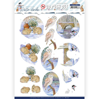 SB10700 3D Push Out - Jeanine&#039;s Art - Winter Garden - Rabbits