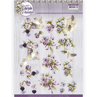 CD11849 3D Cutting Sheet - Precious Marieke - Purple Passion - Purple Violets