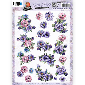 CD11899 3D Cutting Sheets - Yvonne Creations - Very Purple - Blackberries