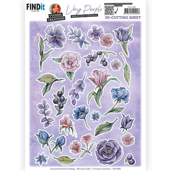 CD11900 3D Cutting Sheets - Yvonne Creations - Very Purple - Small Elements A