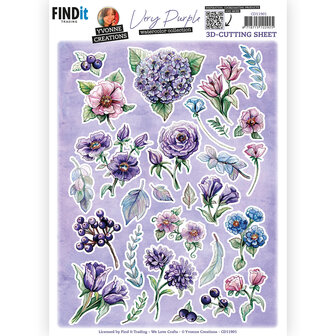 CD11901 3D Cutting Sheets - Yvonne Creations - Very Purple - Small Elements B