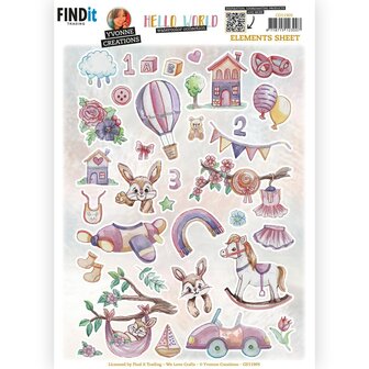 CD11905 3D Cutting Sheets - Yvonne Creations - Hello World - Small Elements B