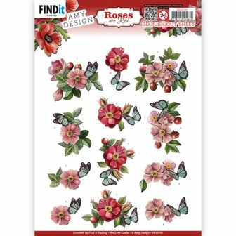 SB10745 3D Push Out - Amy Design - Roses Are Red - Rose-hip