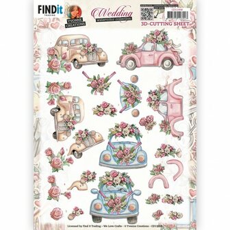 CD11958 3D Cutting Sheet - Yvonne Creations - Wedding Time - Wedding Cars