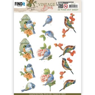 SB10747 3D Push Out - Jeanine&#039;s Art - Vintage Birds - Stone Bird House