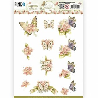 SB10757 3D Push Out - Precious Marieke - Beautiful Butterfly - Pink