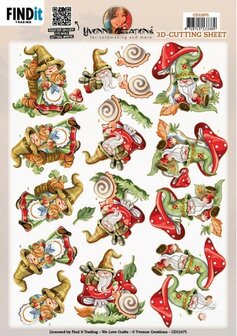 CD12075 3D Cutting Sheet - Yvonne Creations - Gnomes Snail