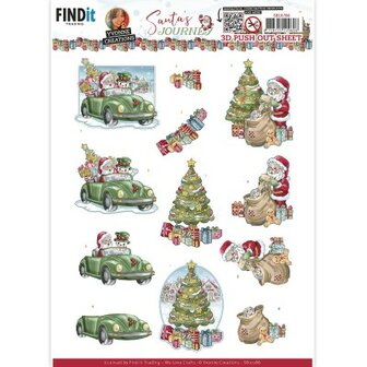 SB10786 3D Push-Out - Yvonne Creations - Santa&#039;s Journey - Car