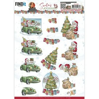 CD11989 3D Cutting Sheet - Yvonne Creations - Santa&#039;s Journey - Car