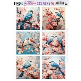 BBSC10032 Scenery Push out - Berries Beauties - Blue Bird - Square