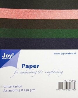 Joy!Crafts &bull; Glitter karton A4 set 3 230g 5pcs