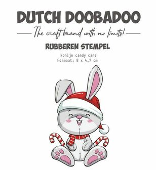 Dutch Doobadoo Rubber stempel Konijn candy cane 497.004.017 8x4,7cm (07-24)