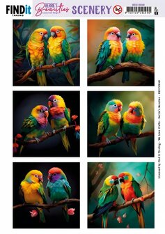 BBSC10040 Scenery Push Out - Berries Beauties - Love Birds - Square