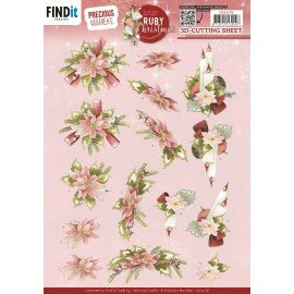 CD12178 3D Cutting Sheets - Precious Marieke - Ruby Christmas - Ruby Poinsettia