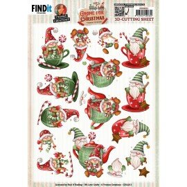 CD12211 3D Cutting Sheets - Yvonne Creations - Gnome for Christmas - Gnome Tea