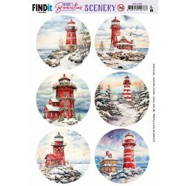 BBSC10059 Push-Out Scenery - Berries Beauties - Snowy Lighthouse - Round