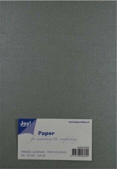 Joy Crafts Metallic cardstock met linnen structuur A5 - 20 vel - 250grs - Zilver