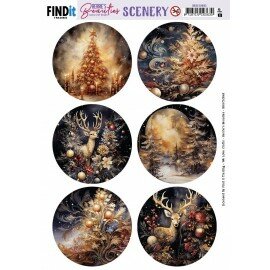 Scenery Push out - Berries Beauties - Frosted Gold Christmas 2 - Round