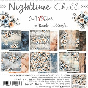 &nbsp; Craft O Clock Set of Papers 15x15 cm Nighttime Chill