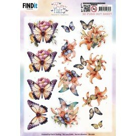 3D Push out Sheet - Berries Beauties - Flutter Flair - Orange Flutters