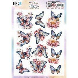 3D Push out Sheet - Berries Beauties - Flutter Flair - Pink Flutters