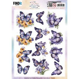 3D Push out Sheet - Berries Beauties - Flutter Flair - Purple Flutters