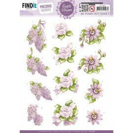 3D Push out Sheet - Precious Marieke - Purple Blossom - Lilac