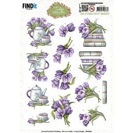 3D Push out Sheet - Amy Design - Tulip Dreams - Purple Tulips