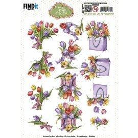 3D Push out Sheet - Amy Design - Tulip Dreams - Colorful Tulips