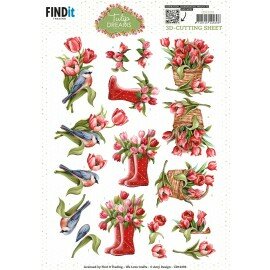 3D Cutting Sheet - Amy Design - Tulip Dreams - Red Tulips