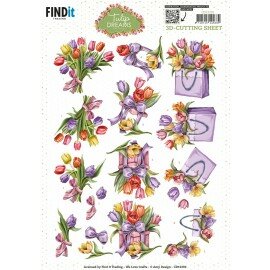 3D Cutting Sheet - Amy Design - Tulip Dreams - Colorful Tulips